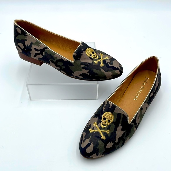 Jack Rogers Embroidered‎ Skull Camo Loafers - Sample Shoes - Size 7 - Picture 1 of 11